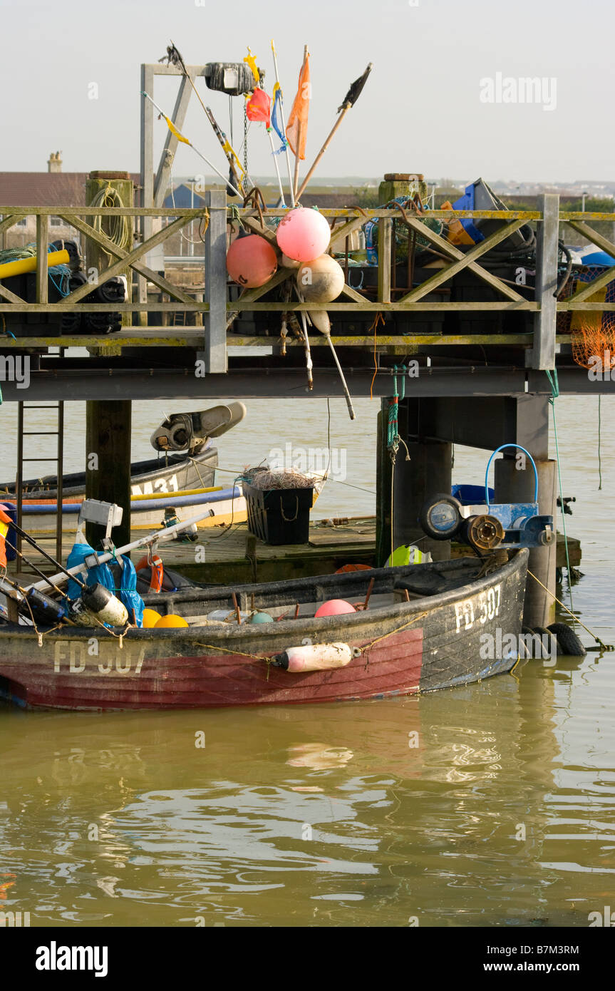 Small wooden commercial Fishing Boat side view uk Stock Photo - Alamy