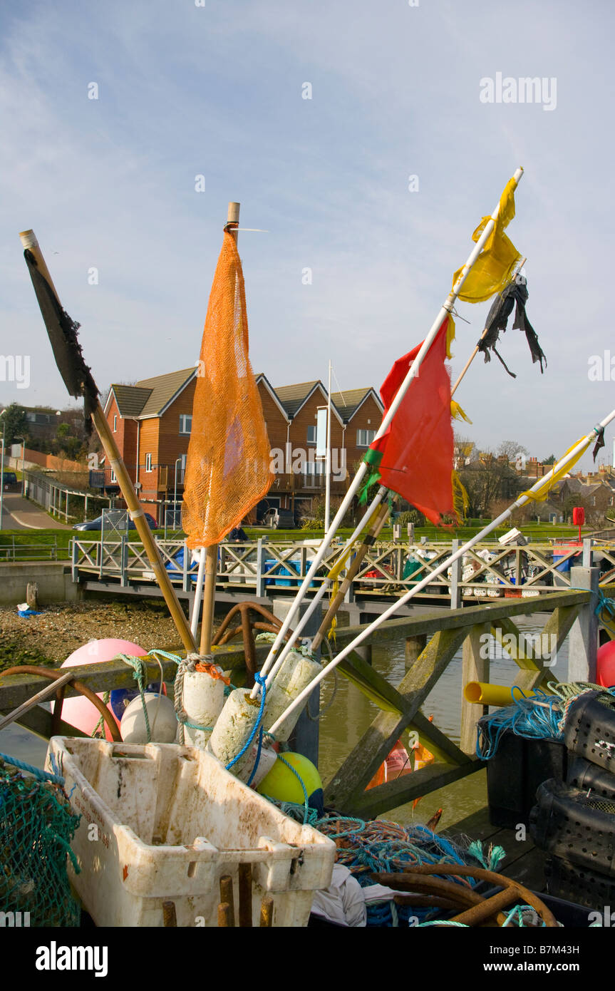 several group Commercial Fishing Marker Buoys Flags Stock Photo Alamy