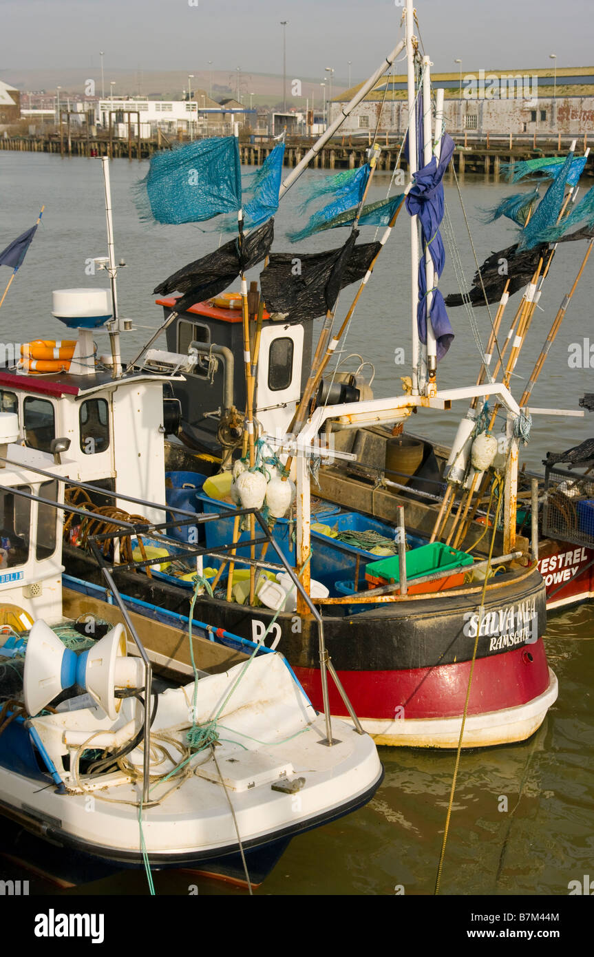 Commercial Fishing Boats West Quay Newhaven East Sussex Fleet uk Stock