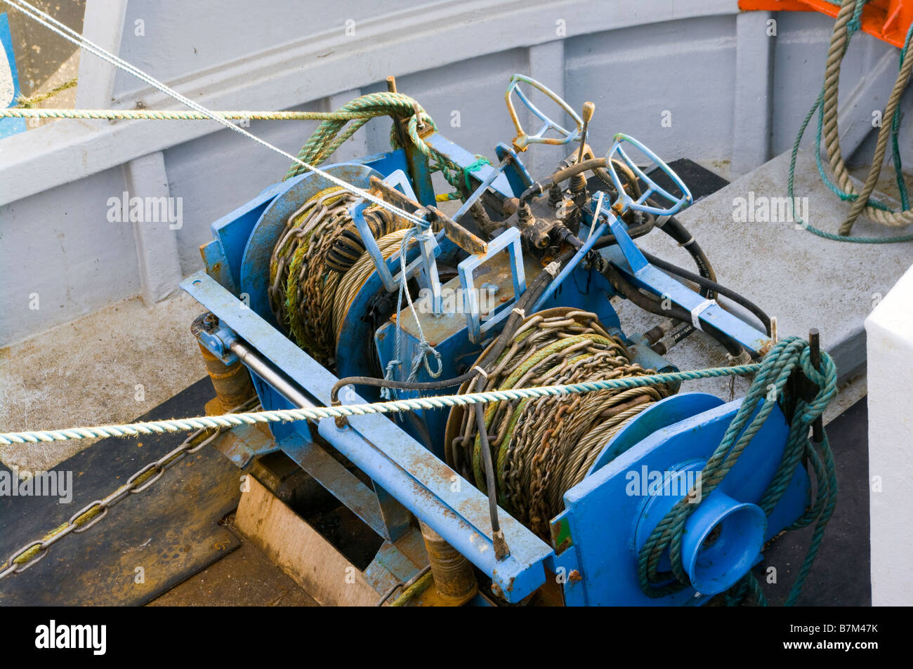 Electric Winch winches on the Rear Of A Commercial Fishing Boat Stock Photo  - Alamy