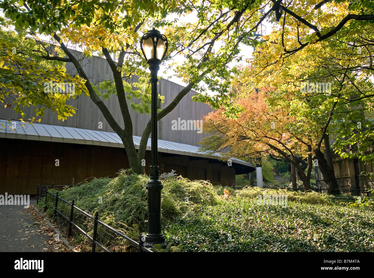 The Delacorte theatre in the Shakespeare Gardens, Central Park, New