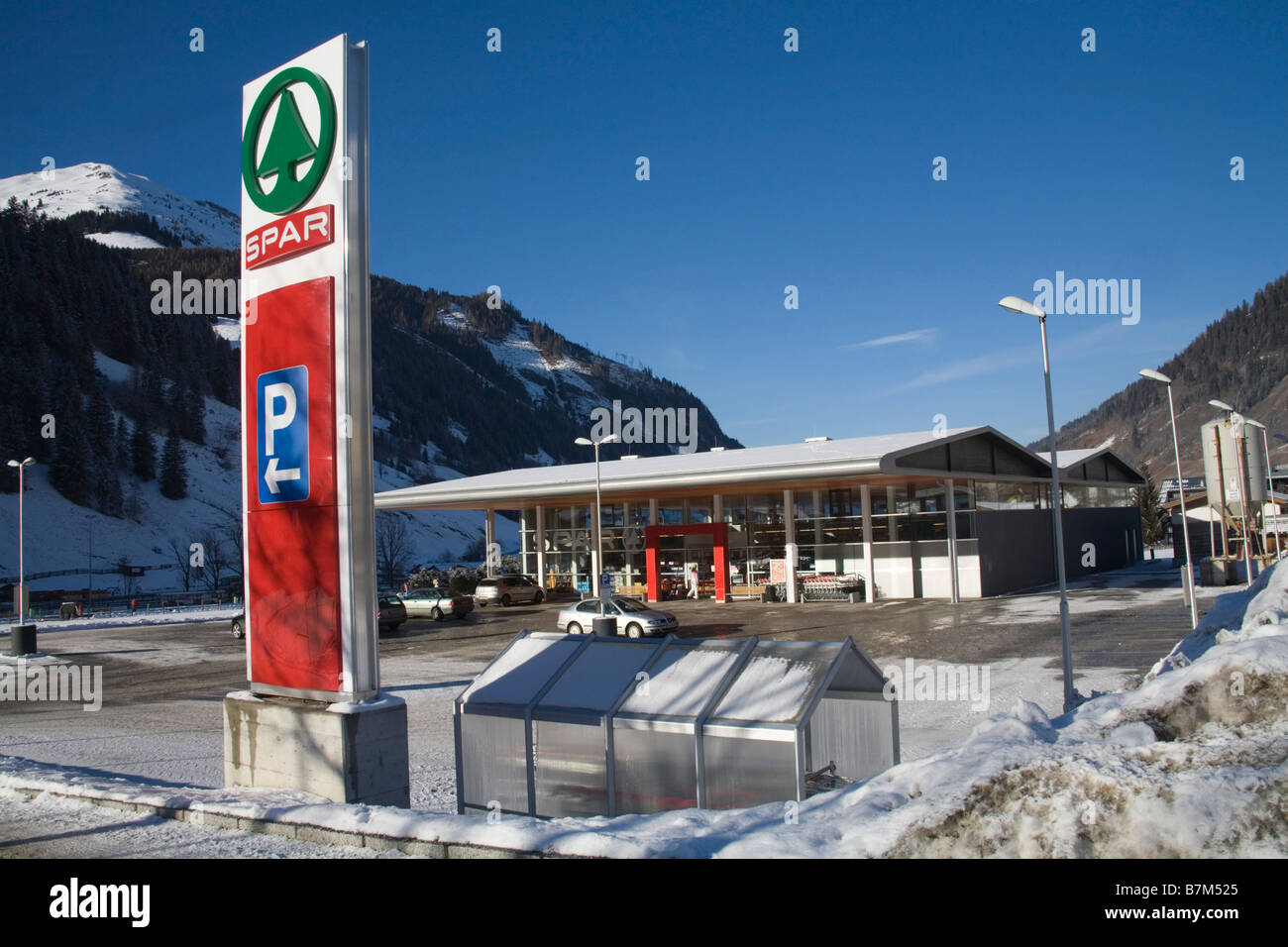 Rauris Austria EU January Spar supermarket in this ski resort town Stock Photo
