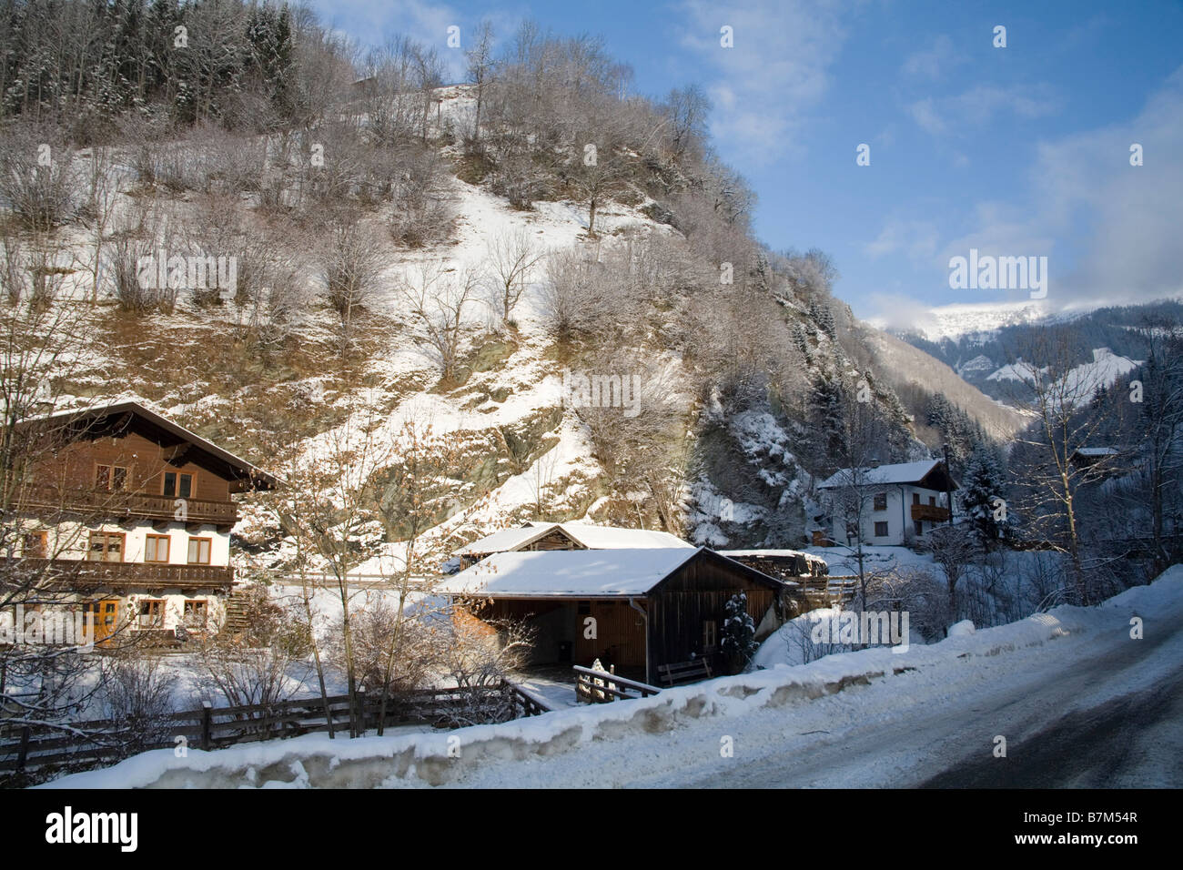 Rauris Austria EU January Typical Austrian alpine style chalet homes in