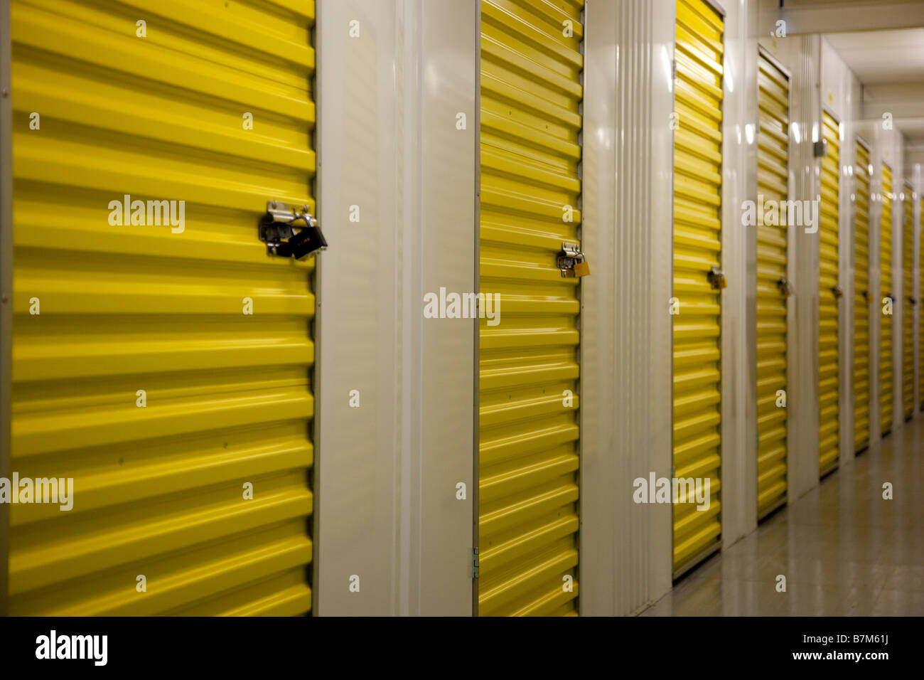 Secure storage units in a self storage facility Stock Photo