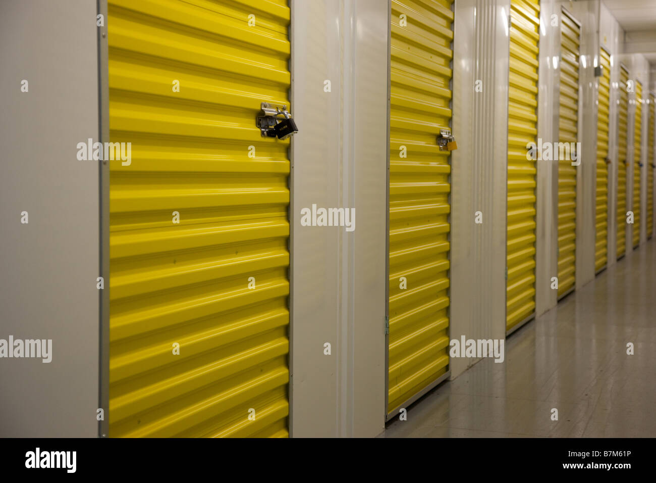 Secure storage units in a self storage facility Stock Photo