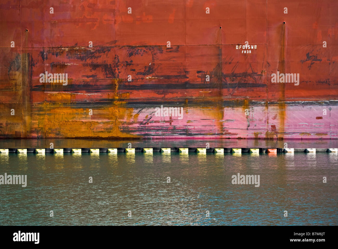 Ship with rust at water line Los Angeles Harbor Los Angeles County California United States of America Stock Photo