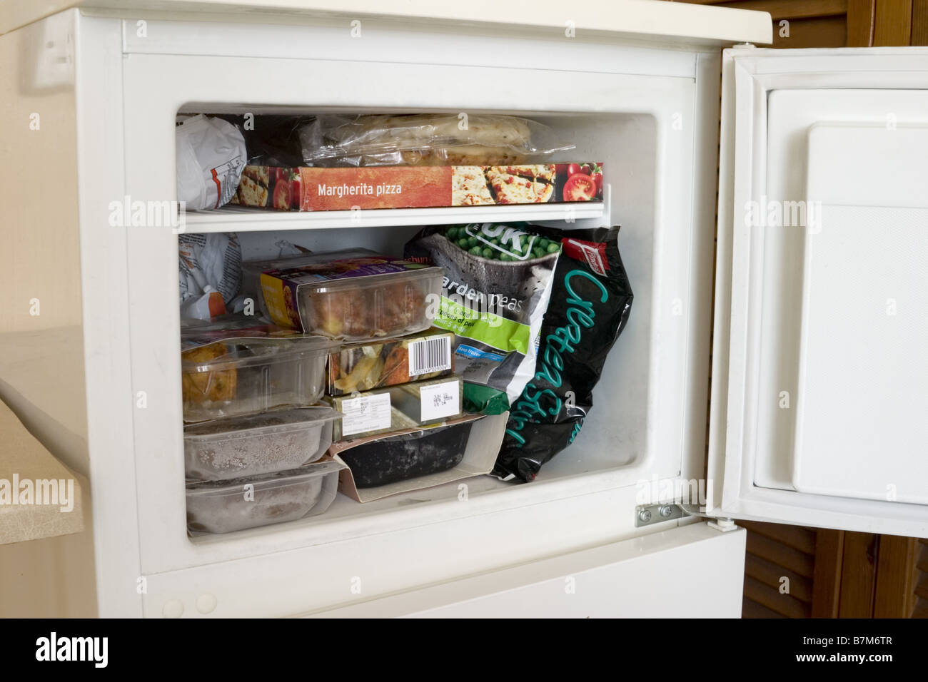 small freezer compartment of domestic refrigerator Stock Photo