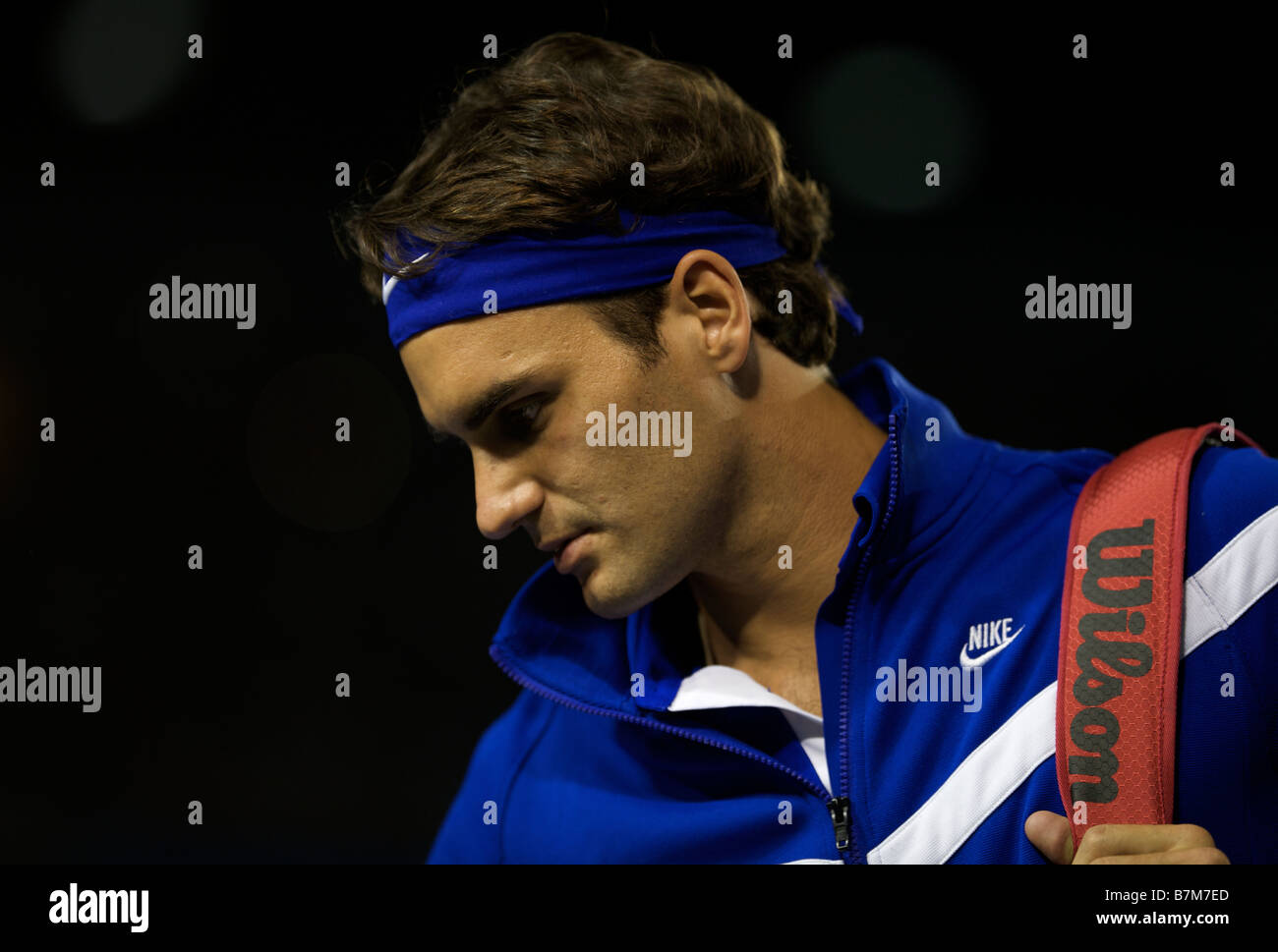 Roger Federer of Switzerland during the Australian Open Tennis Grand Slam January 25, 2009 in Melbourne Stock Photo