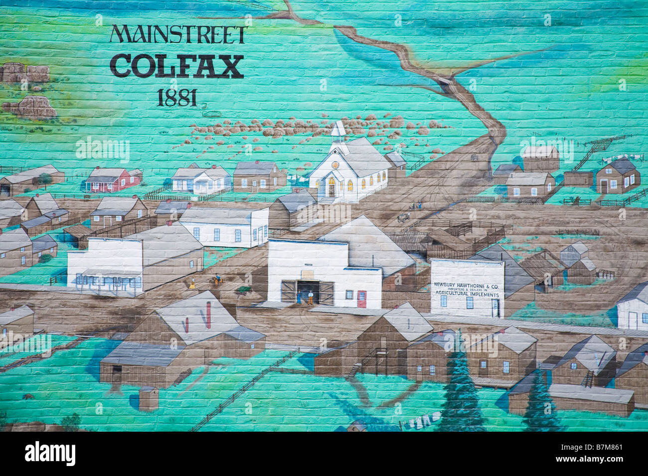 History Mural by Colfax Arts Council Colfax City Palouse Region Spokane Washington State USA Stock Photo