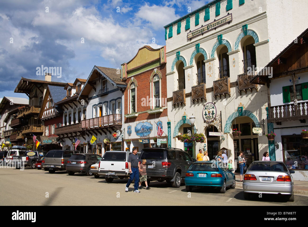 Austrian Architecture Leavenworth Bavarian Village Washington State USA Stock Photo