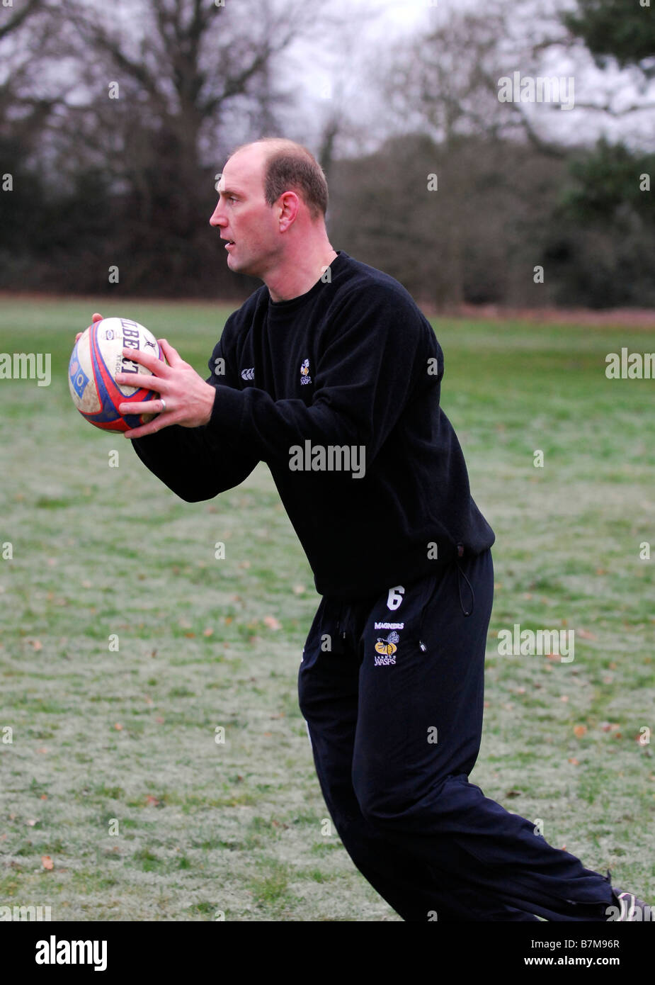 Former Wasps and England rugby star Lawrence Dallaglio at a training session in Buckinghamshire UK Stock Photo