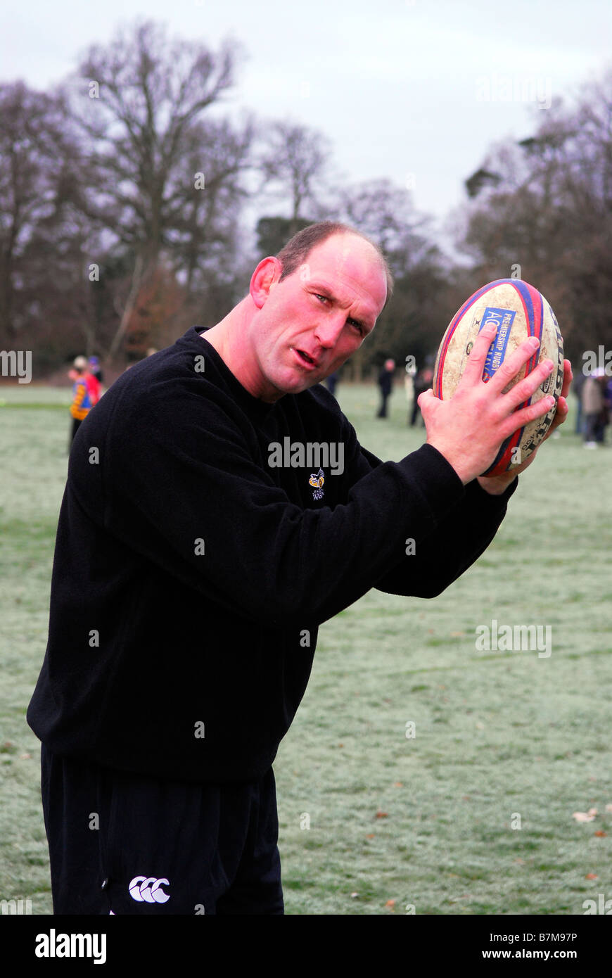Former Wasps and England rugby star Lawrence Dallaglio at a training session in Buckinghamshire UK Stock Photo