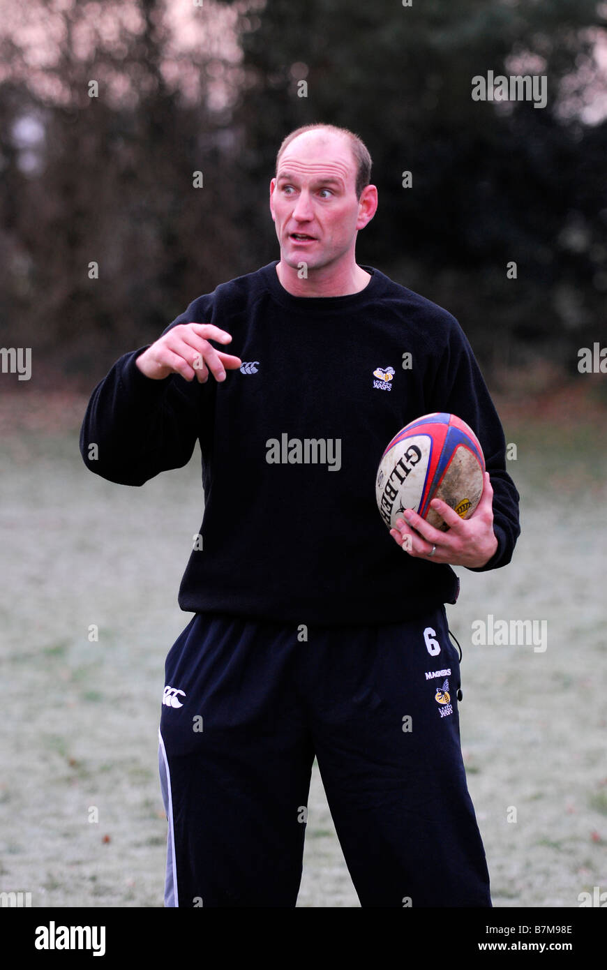 Former Wasps and England rugby star Lawrence Dallaglio at a training session in Buckinghamshire UK Stock Photo