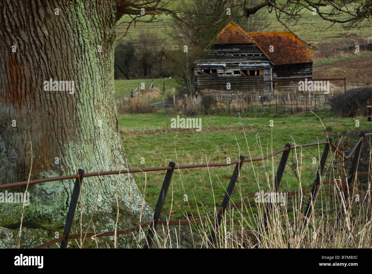 A derelict barn near Hambleden, Buckinghamshire, United Kingdom Stock