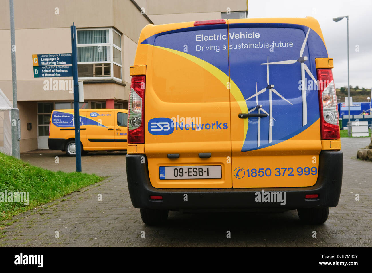 Rear of an electric van vehicle belonging to ESB, the Irish electricity