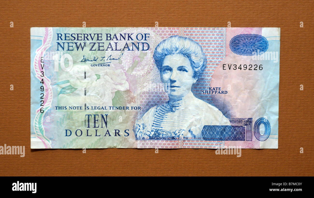 New Zealand 10 Ten Dollar Bank Note Stock Photo