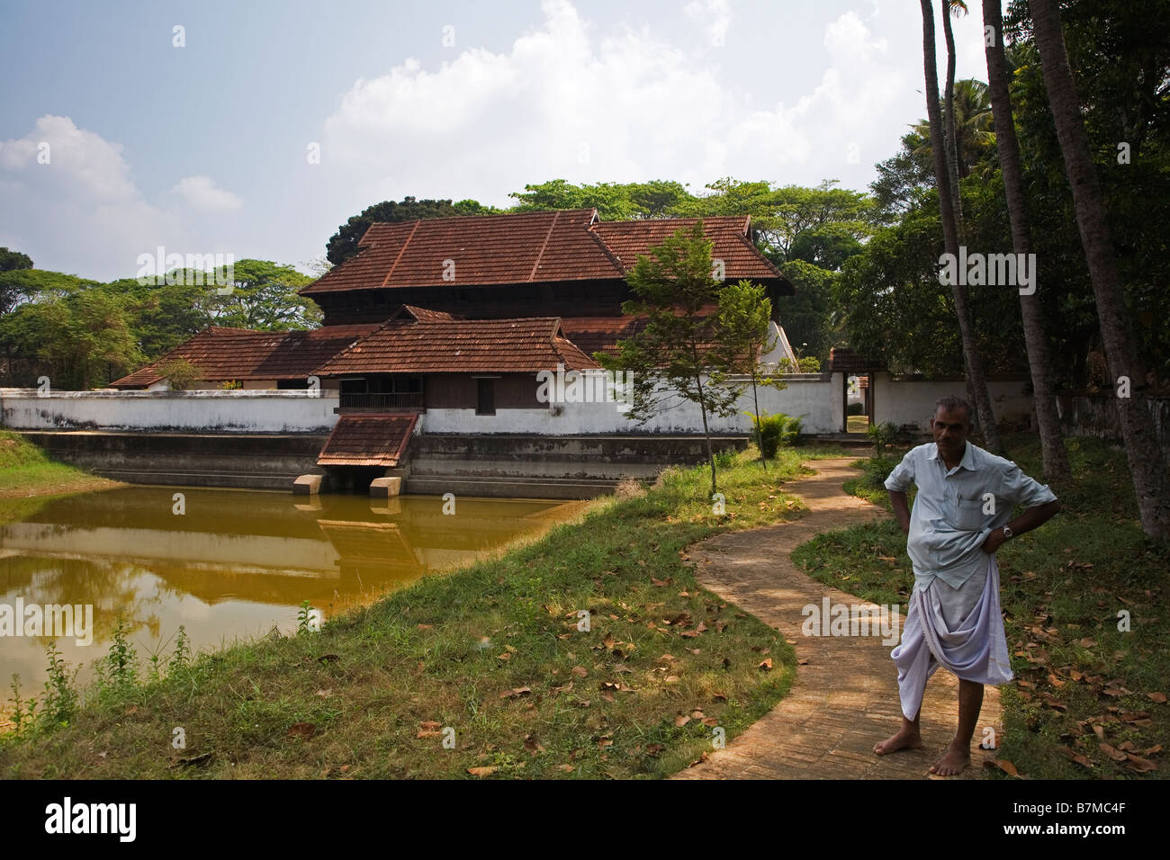 Caretaker and the Krishnapuram Palace Museum in Kayamkulam in Kerala India Stock Photo