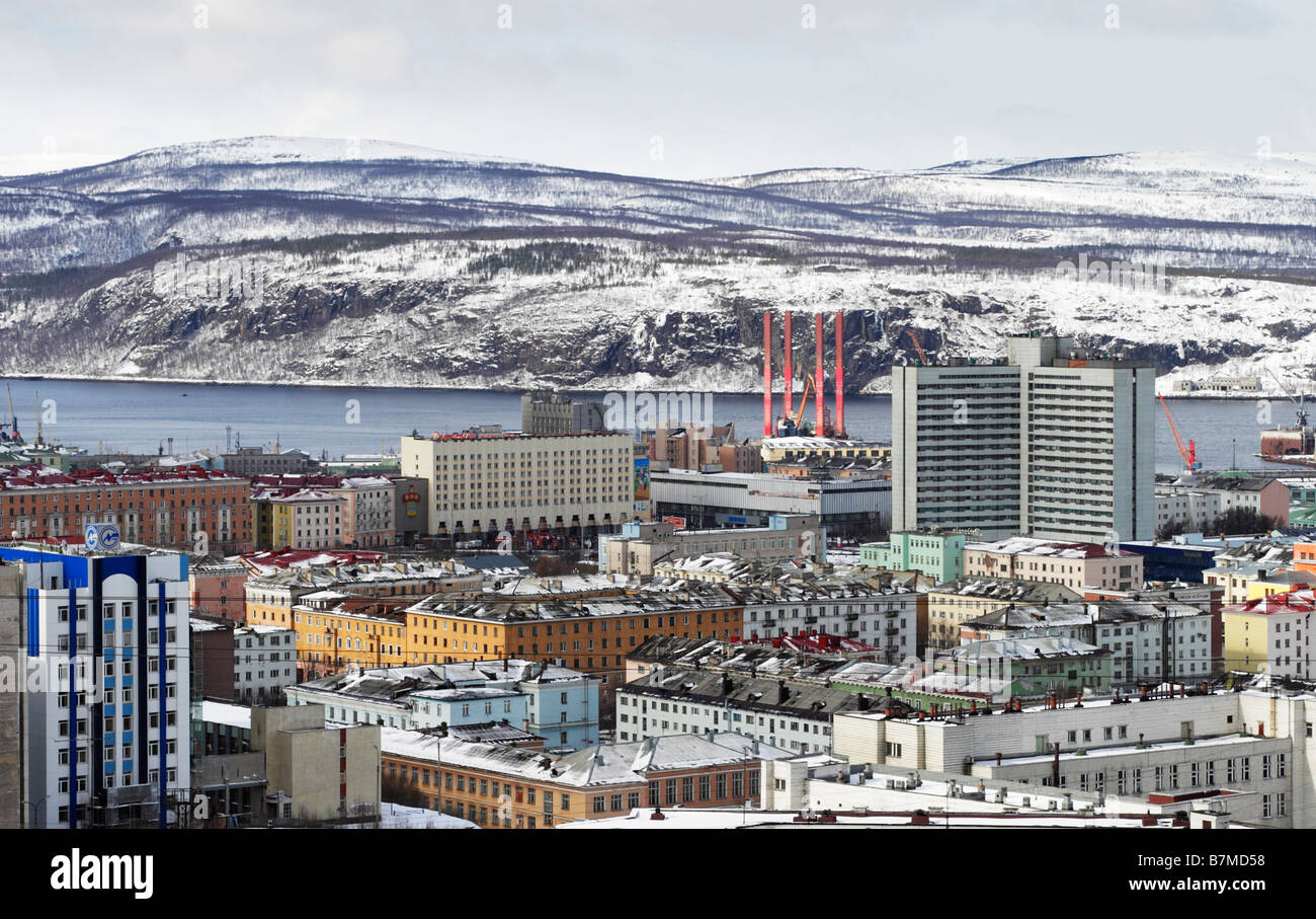 Murmansk downtown view. Kola Bay, Arctic, Russia Stock Photo - Alamy