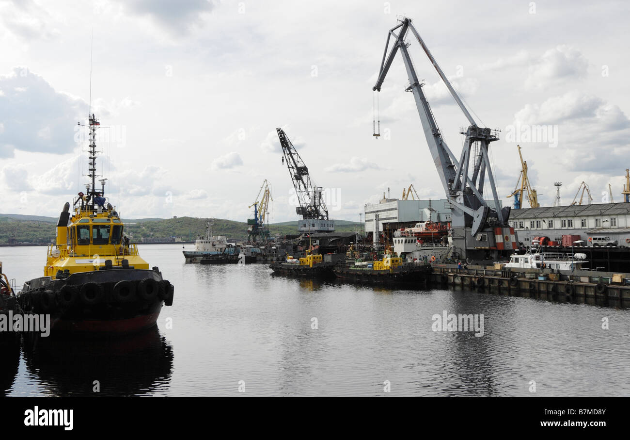 Marine Passenger Terminal, port. Murmansk, Arctic Russia Stock Photo