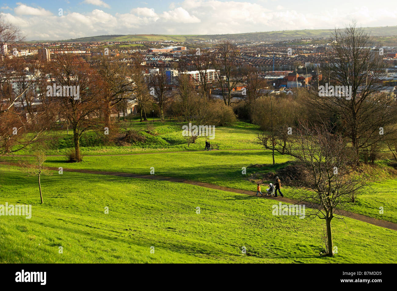 Overlooking the city of Bristol and Brandon Hill park in winter Stock Photo