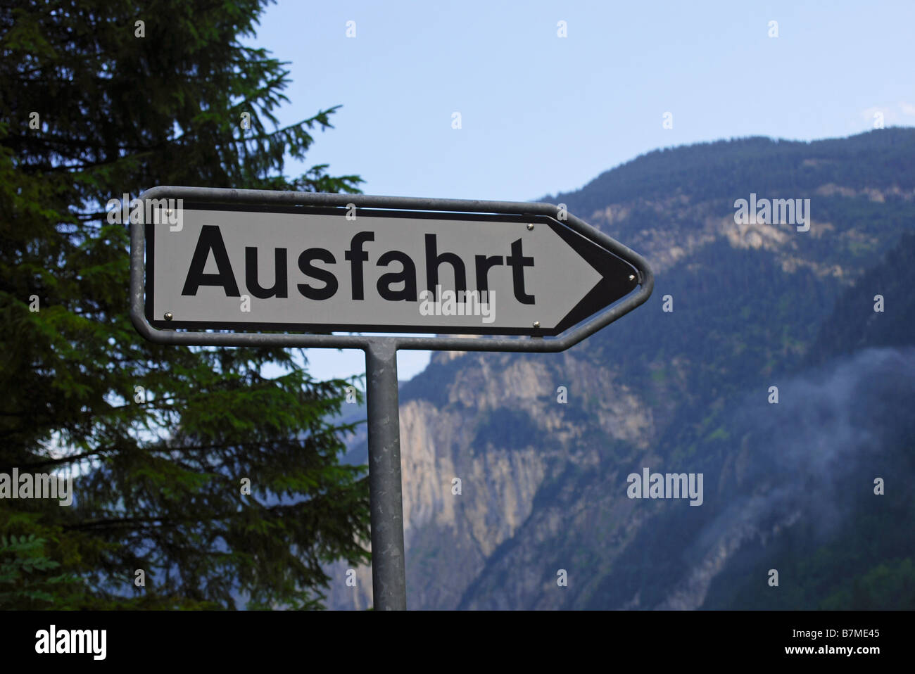 Ausfahrt sign exit sign in german language Lauterbrunnen