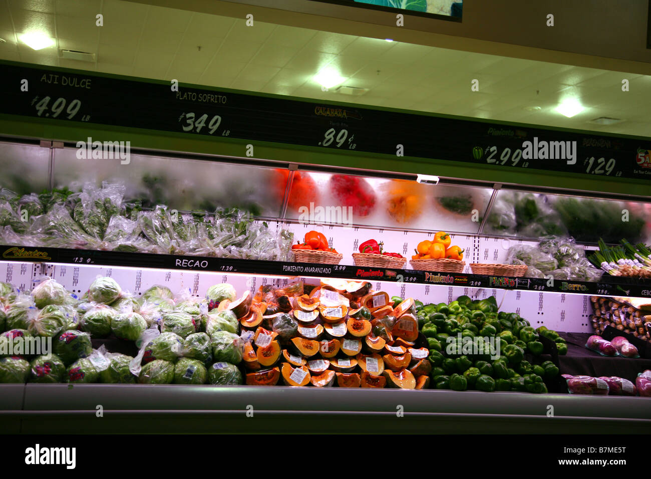 Produce section of a supermarket, Naguabo, Puerto Rico, USA Stock Photo