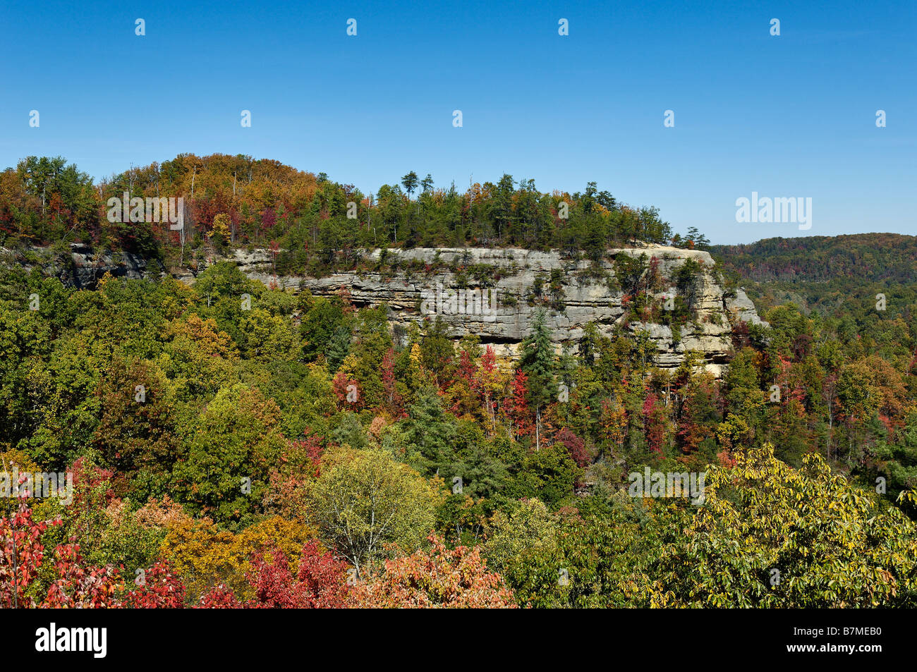 Autumn Color and Lookout Point in Natural Bridge State Park Kentucky Stock Photo