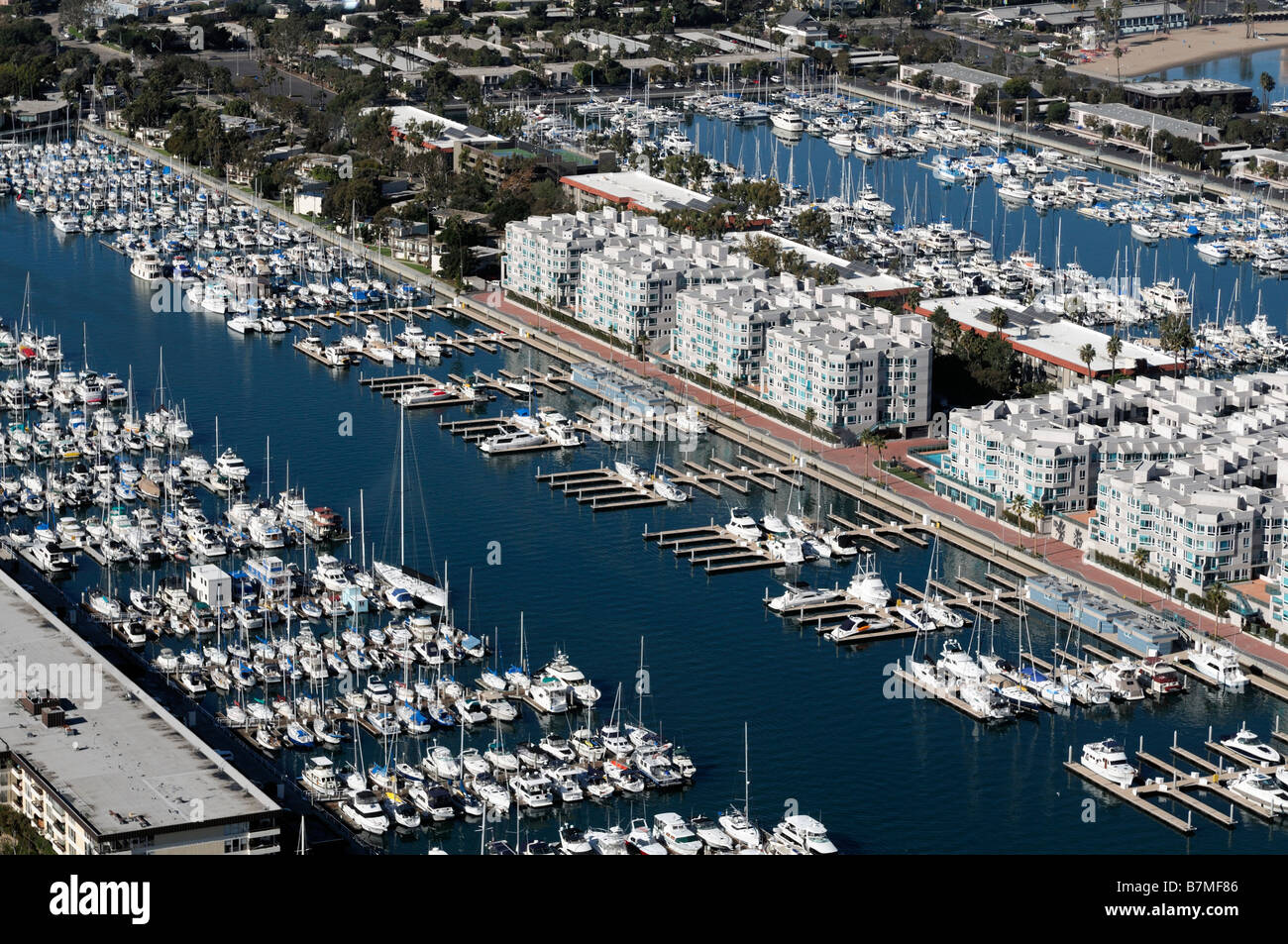 aerial birds eye view of marina del ray boats yachts mooring harbour