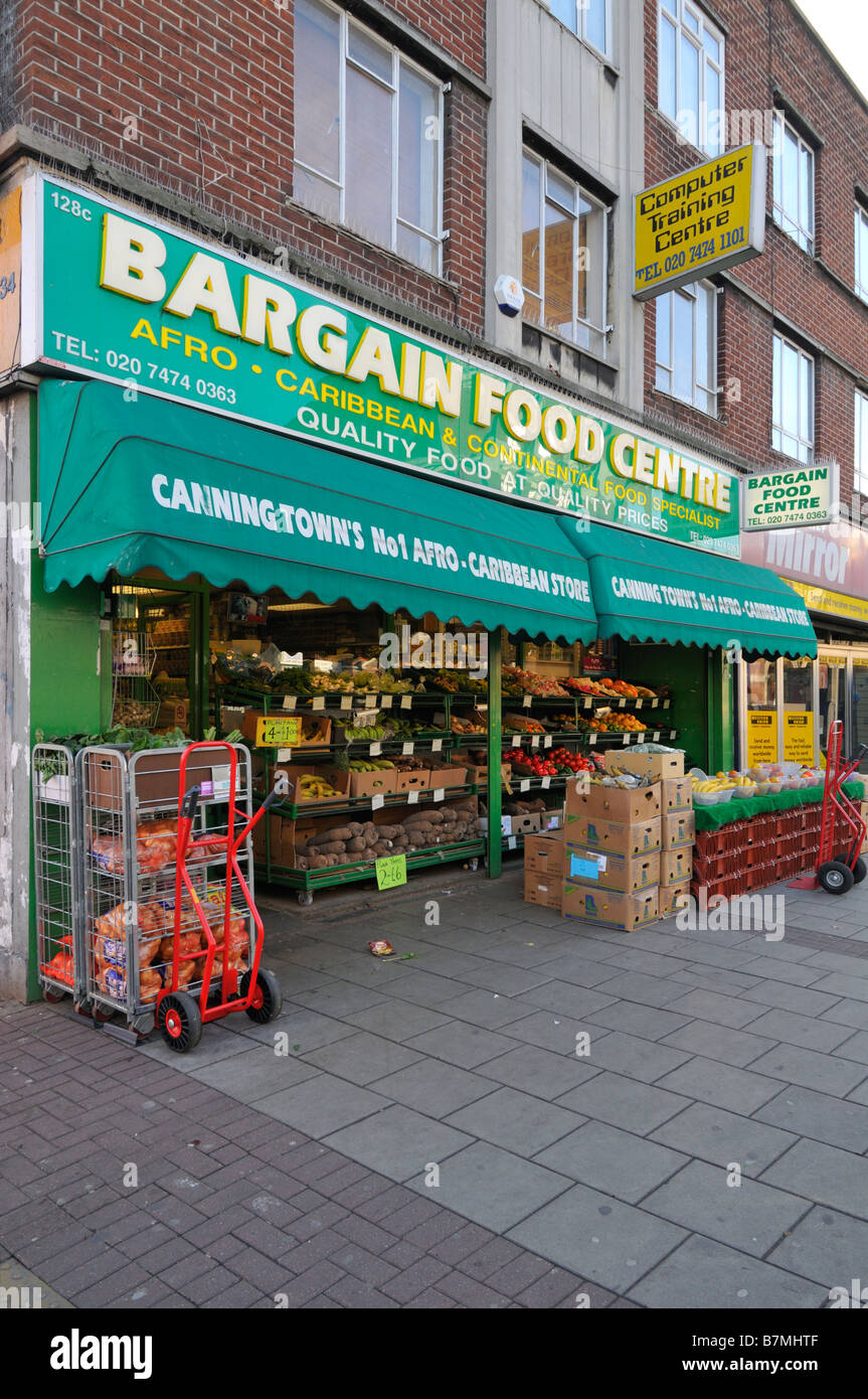 Grocery store Canning Town High Street London United Kingdom Stock Photo