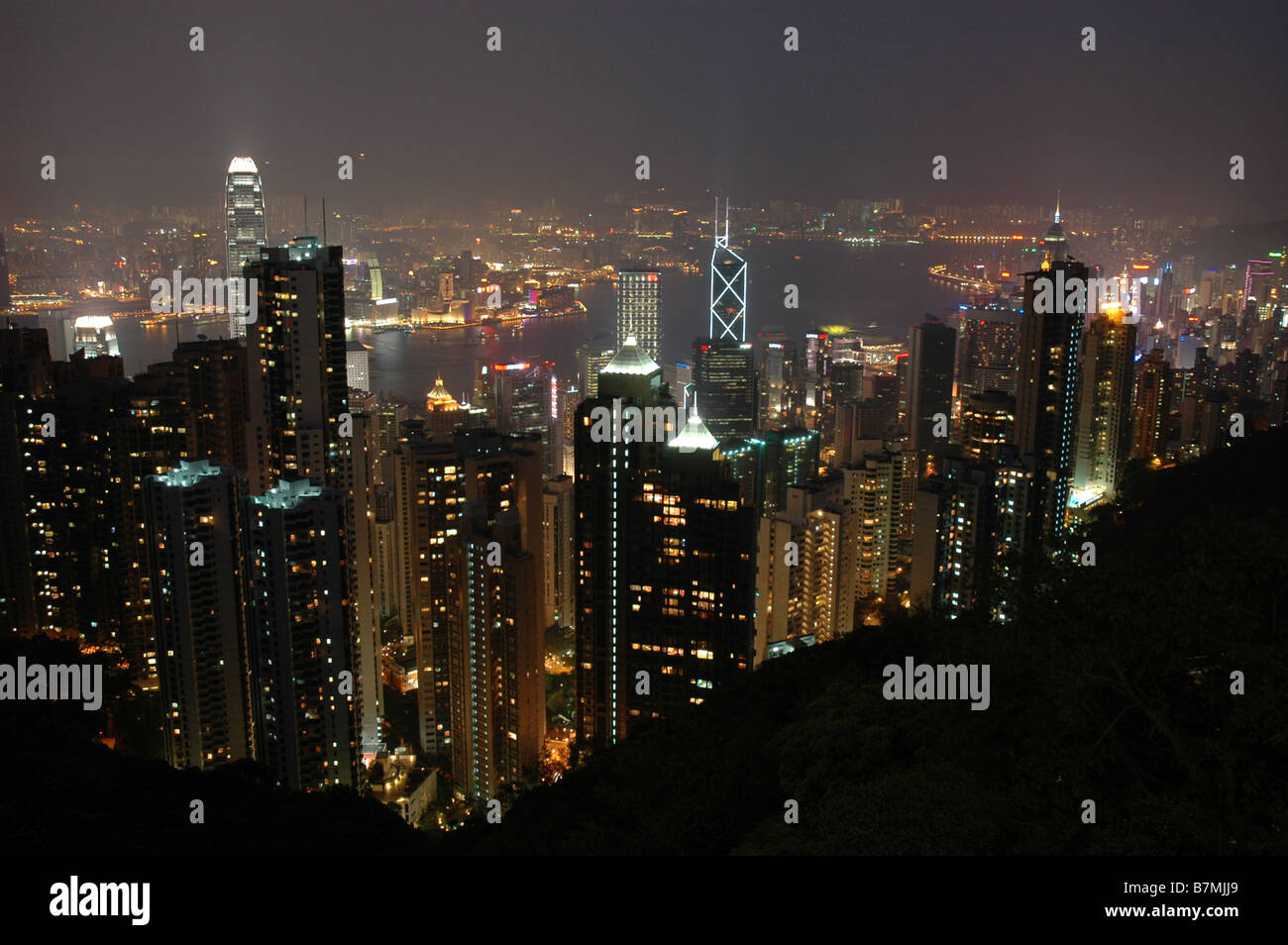 A view over Hong Kong at night from Victoria Peak Stock Photo - Alamy