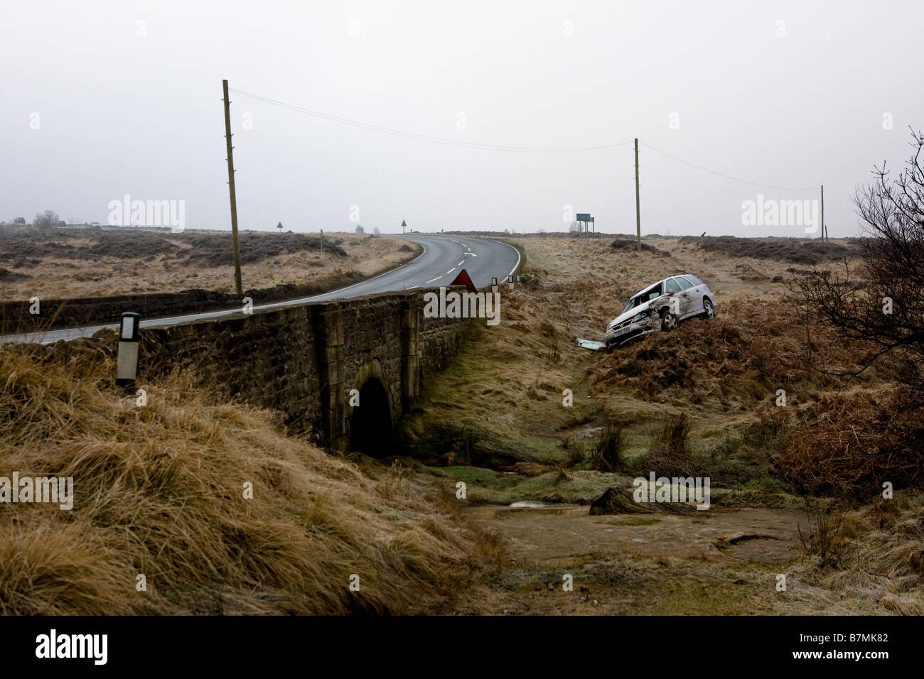 Traffic Accident at Eller Beck Bridge in the North York Moors National Park North Yorkshire