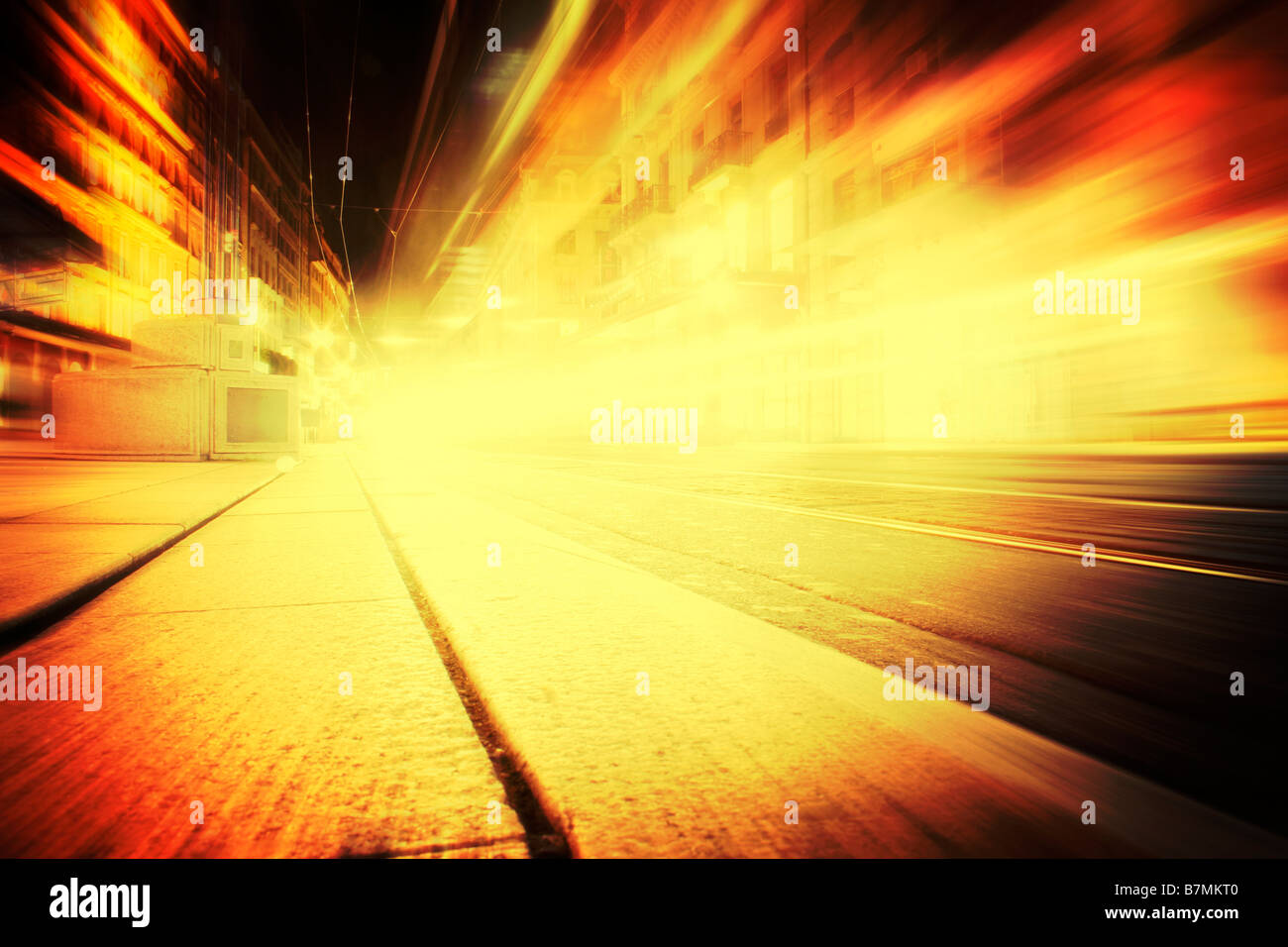 Car lights on a highway at night Stock Photo Alamy