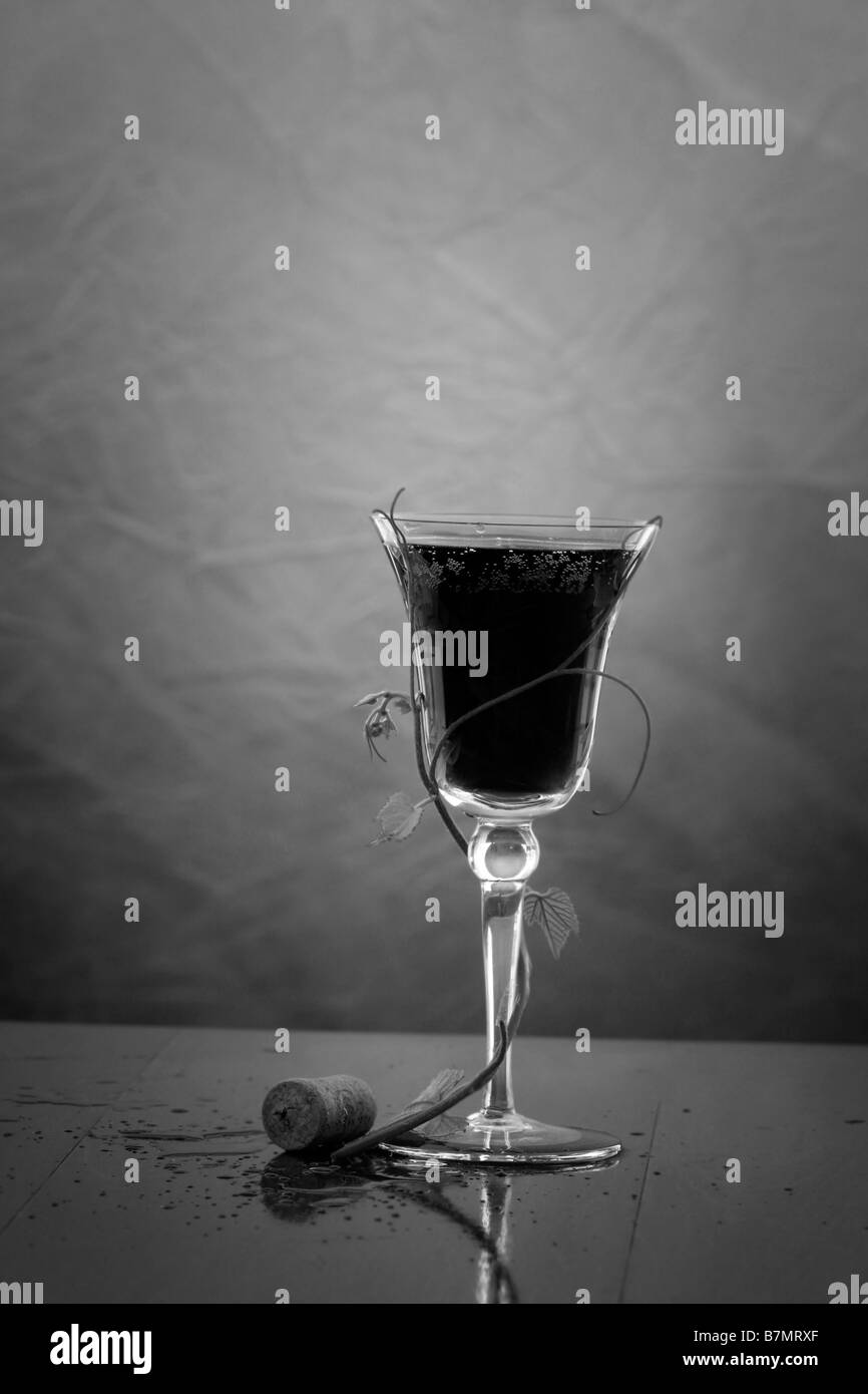 red wine glass against classic background Stock Photo