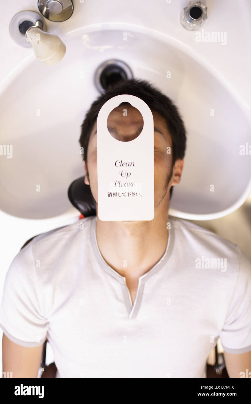 Man At Barbers Stock Photo Alamy