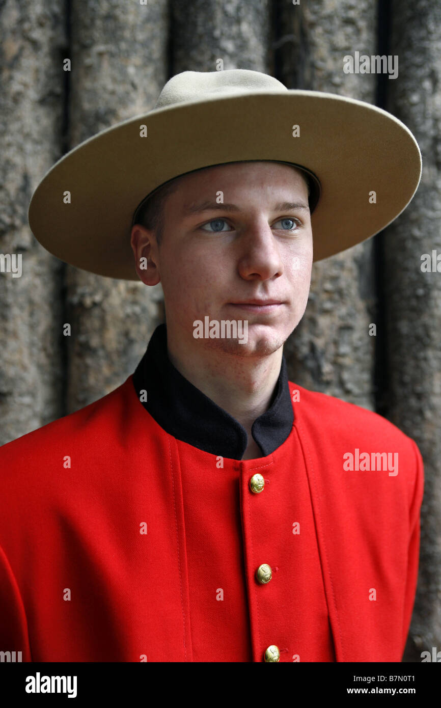 Fort Calgary, Canadian Mountie, Calgary, Alberta, Canada Stock Photo