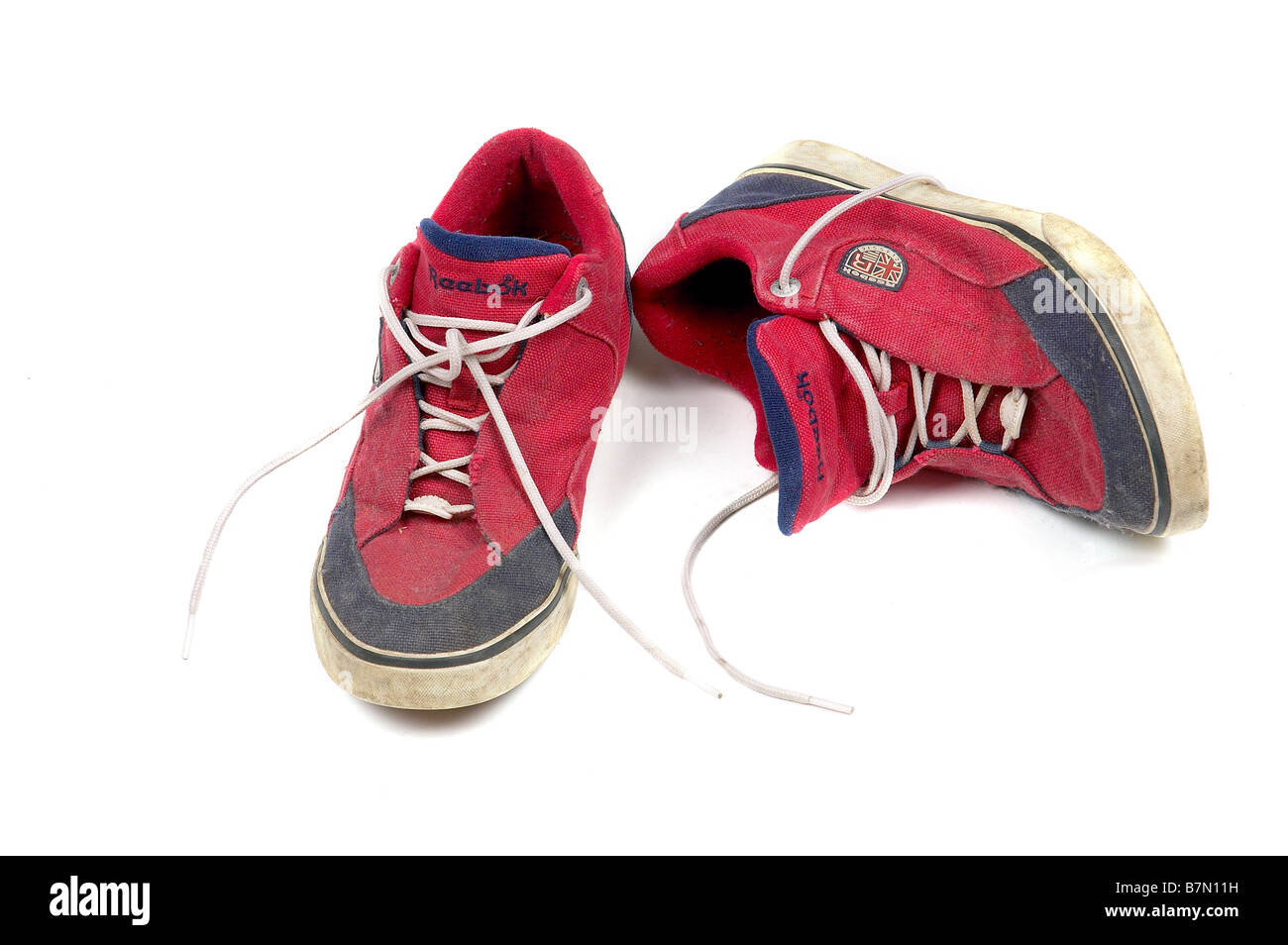 OLD RED RUNNING SHOES Stock Photo