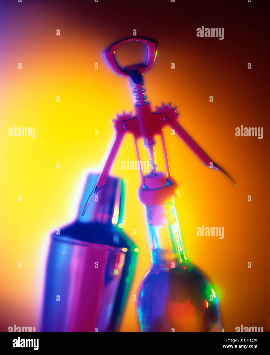 corkscrew and cocktail shaker Stock Photo Alamy