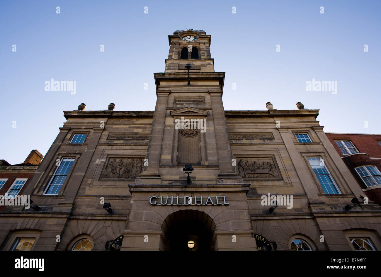 Derby Guildhall Building, the centrepiece of the Market Square, Derby, England. Stock Photo