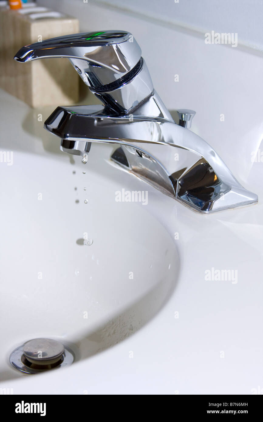Bathroom Sink Dripping. Stock Photo