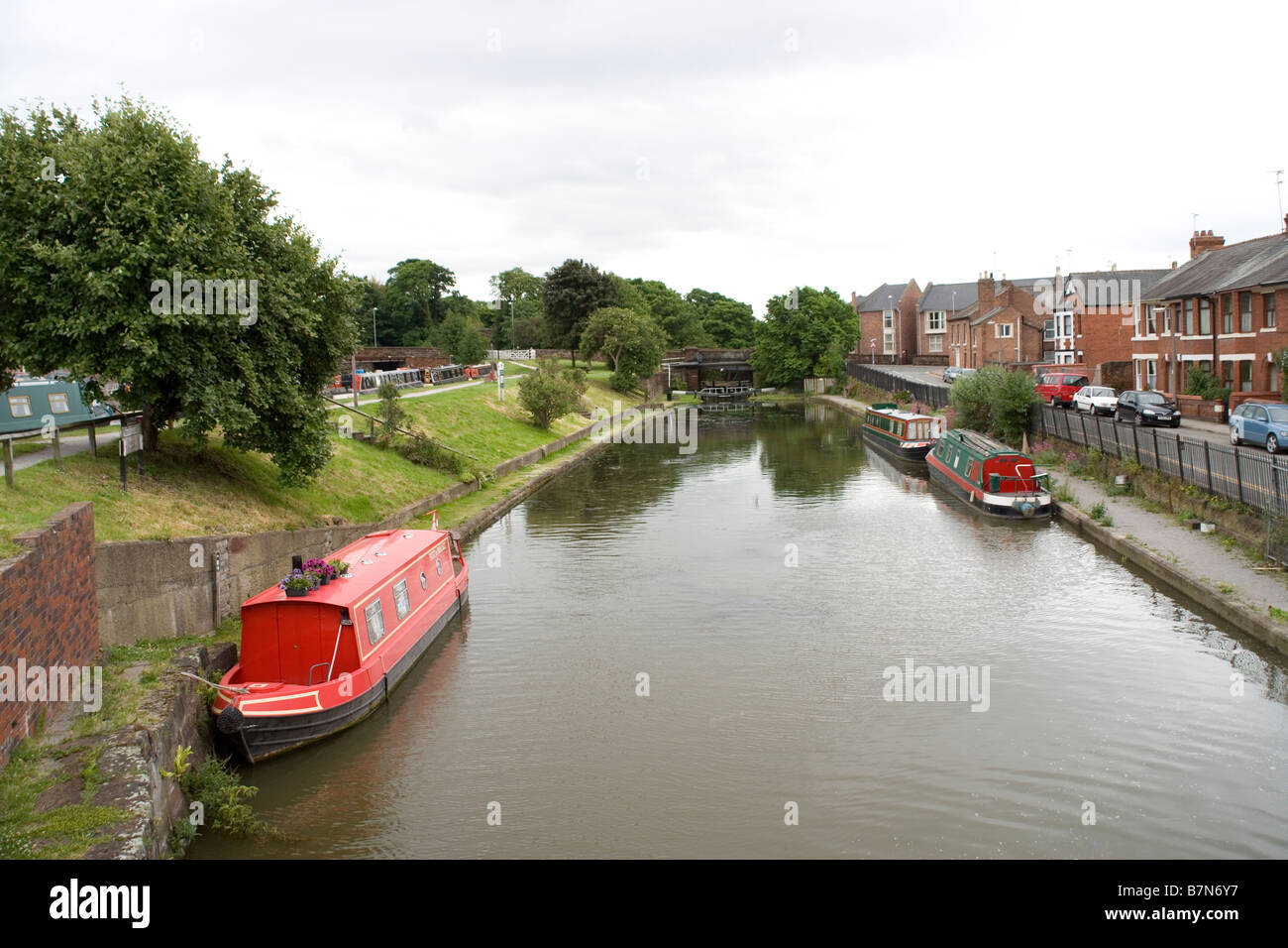 The Chester Canal basin and the Shropshire Union Canal in Chester City, England Stock Photo