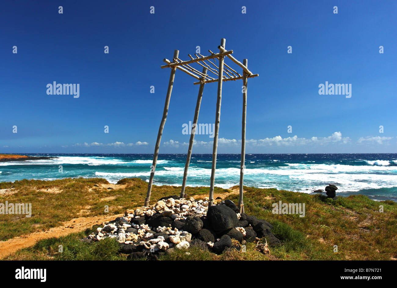 South Point is the Southern most point of the United States on the Big Island, Hawaii. USA Stock Photo