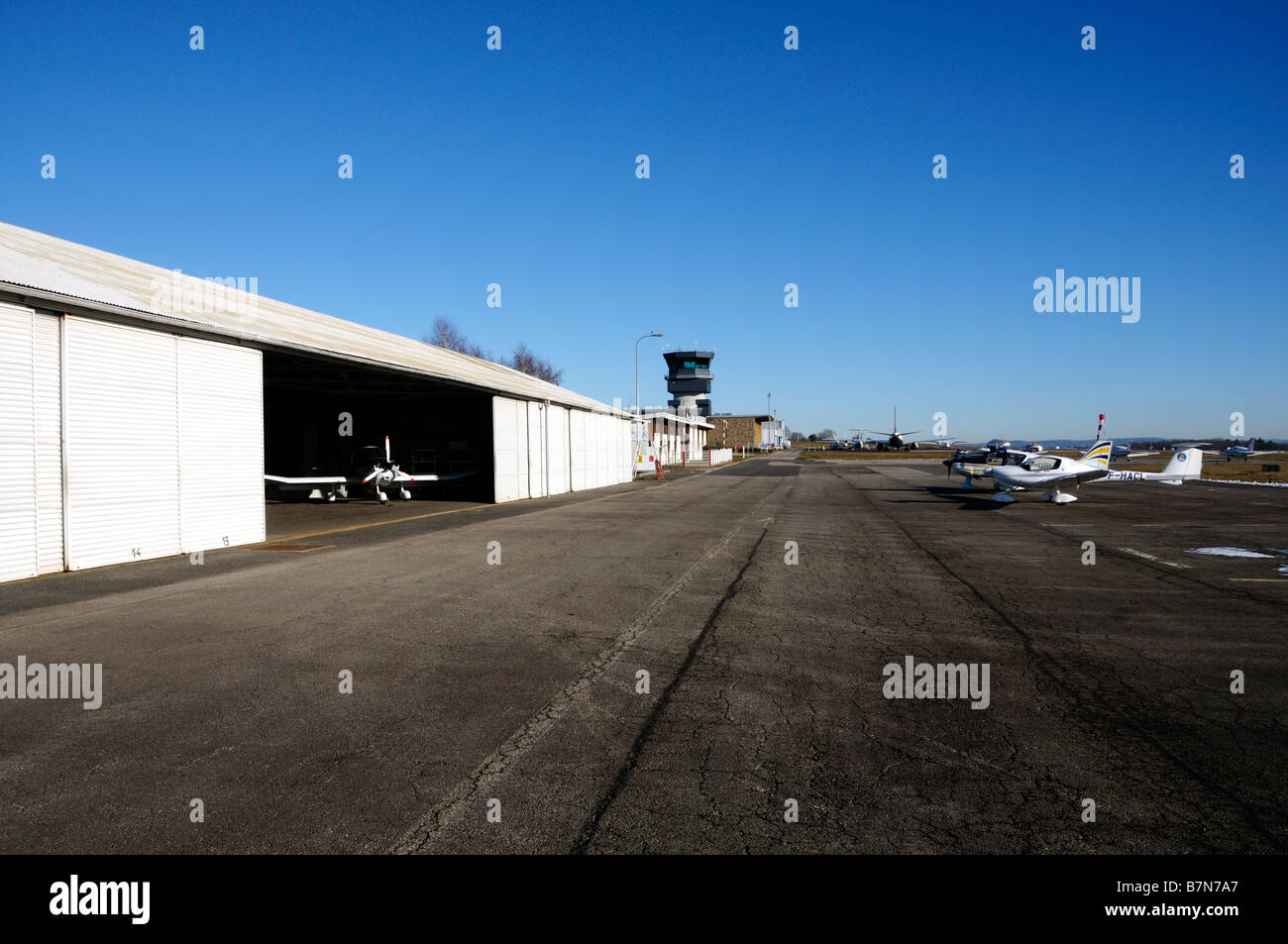 Stock photo of light aircraft from the aero club du Limousin at Limoges airport france Stock Photo