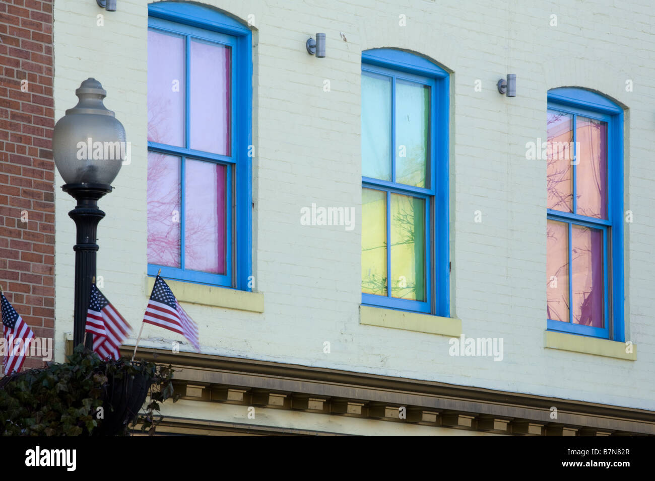 Colorful Georgetown windows Washington D.C. Stock Photo