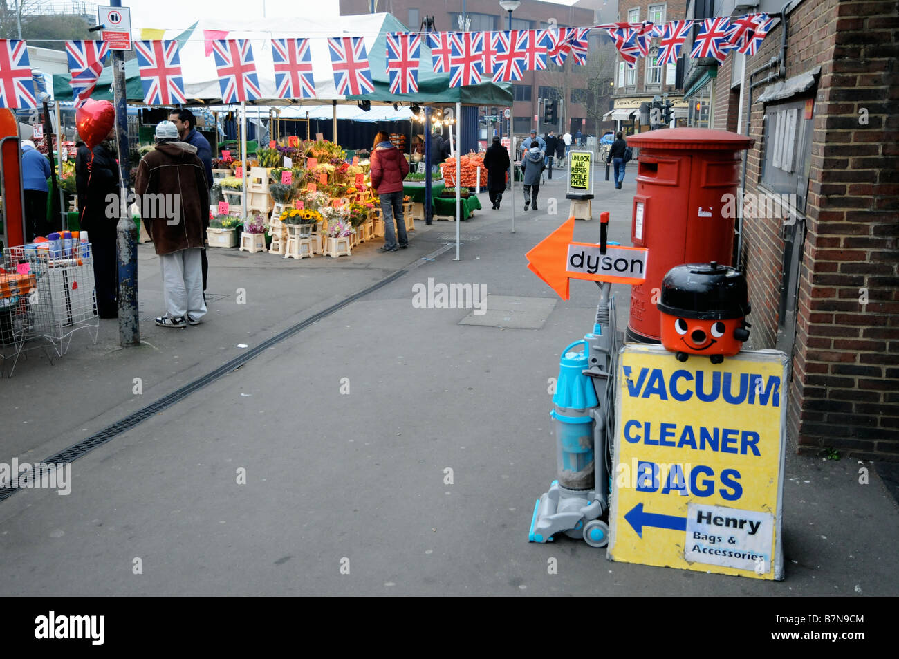 A scene from Woking Market in Surrey, England. Stock Photo