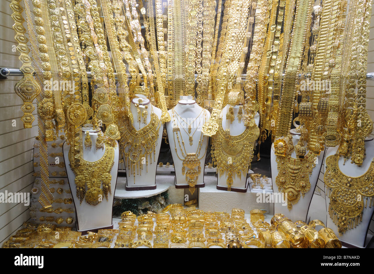 Jewelry at Dubai's Gold Souq Stock Photo