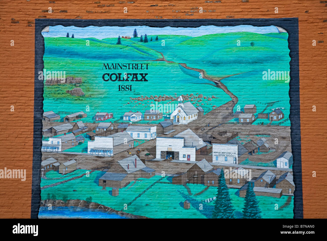 History Mural by Colfax Arts Council Colfax City Palouse Region Spokane Washington State USA Stock Photo