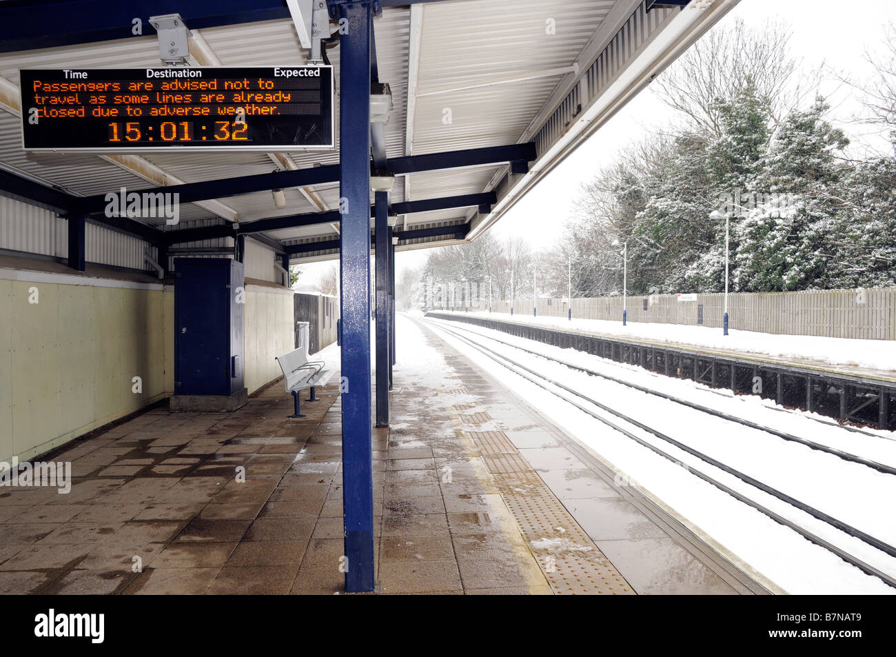 Barnes Bridge Railway Station Closed Due To Snow And Poor Weather