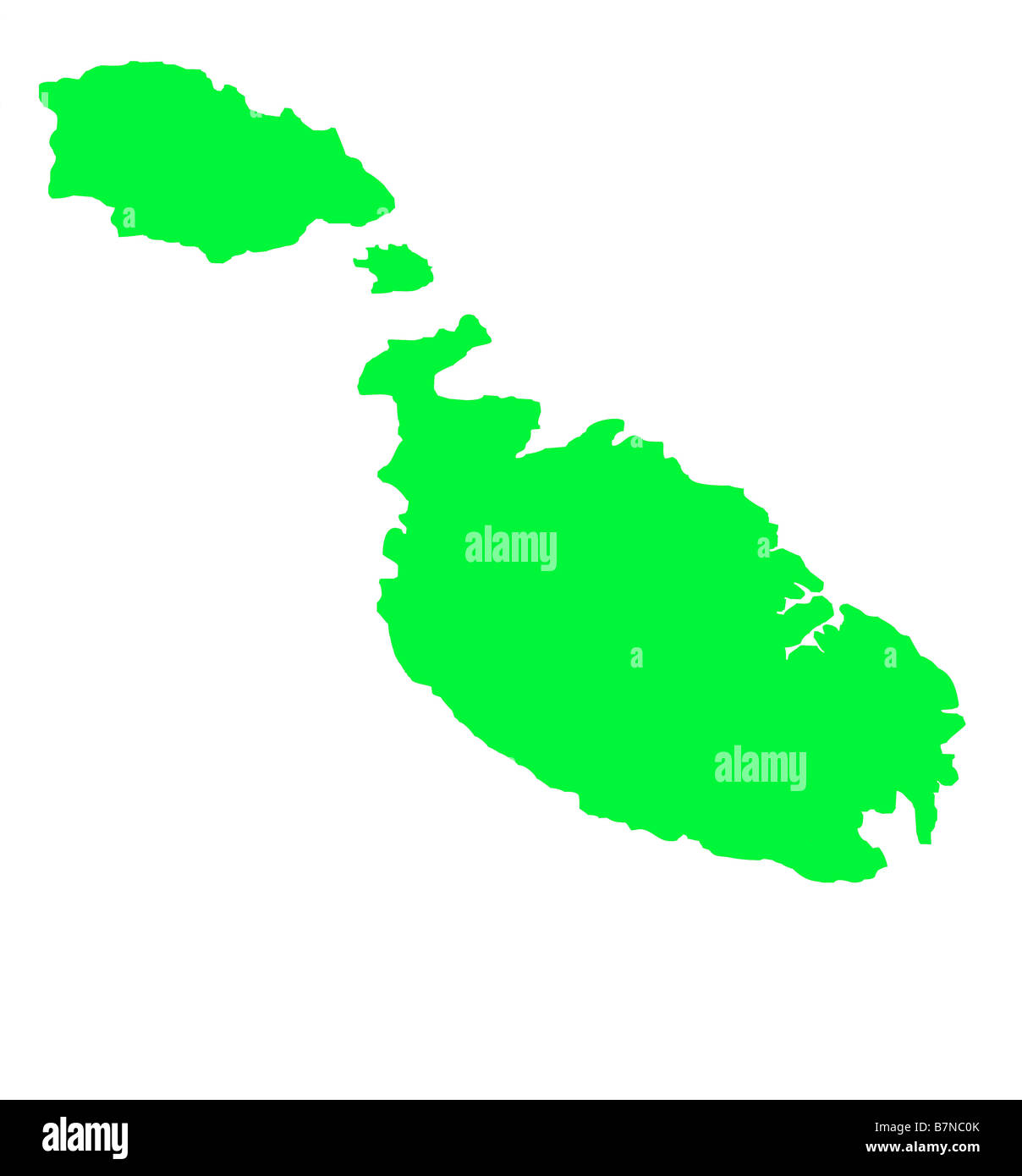 Map of Malta isolated on white background with clipping path Stock Photo