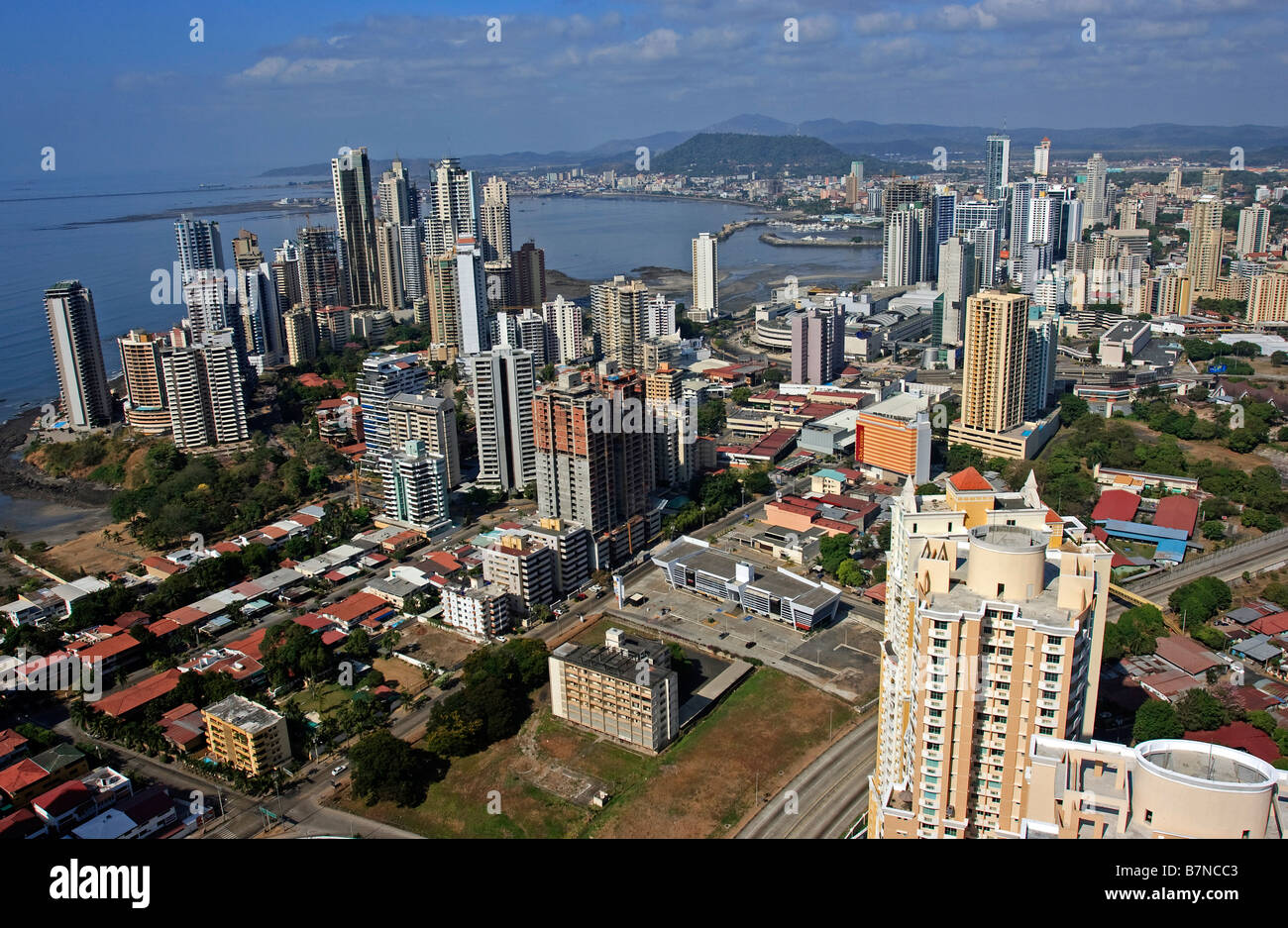 Panama City City Ciudad de Panamá Top to bottom, left to right: Panama Canal, Skyline, Bridge of the Americas, The bovedas, Casco Viejo of Panama. Stock Photo