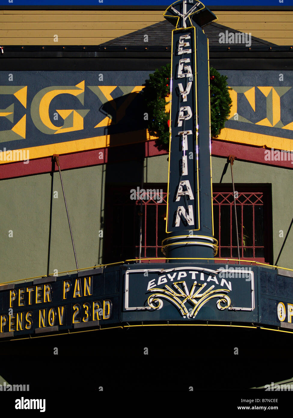 The sign over the Egyptian Theater in Park City, of the Sundance Film Festival fame. Stock Photo
